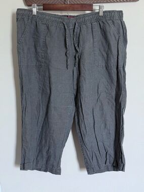 Merona Grey 100% Linen Capri Pants XXL